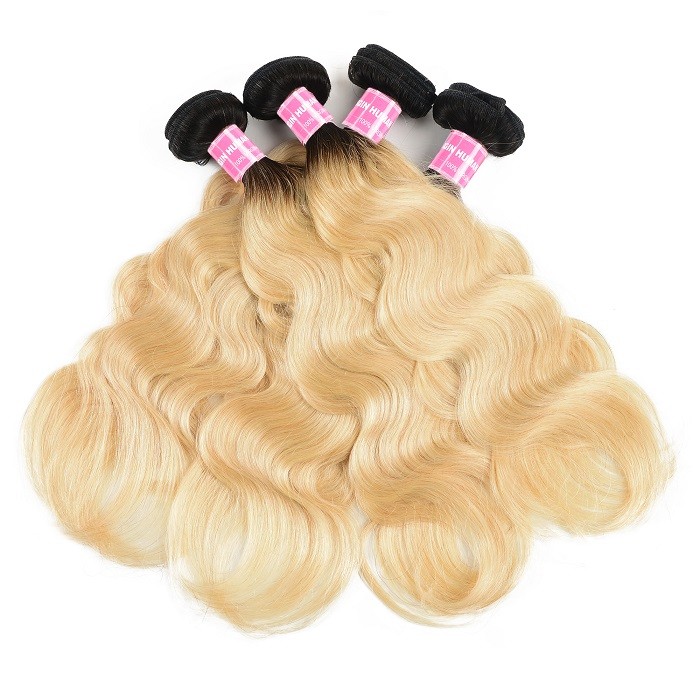 Kriyya Body Wave Bundles T1B/613 Color Ombre Brazilian Virgin Hair 4 Pcs