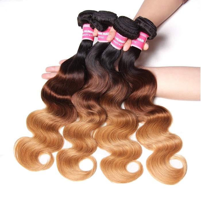 Kriyya Body Wave Malaysian Virgin Hair 4 Bundles T1B/4/27 Ombre Human Hair Weave