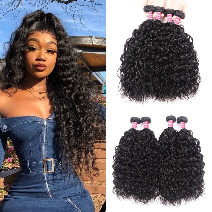 Kriyya Brazilian Water Wave Bundles 4 Pcs Unprocessed Virgin Hair