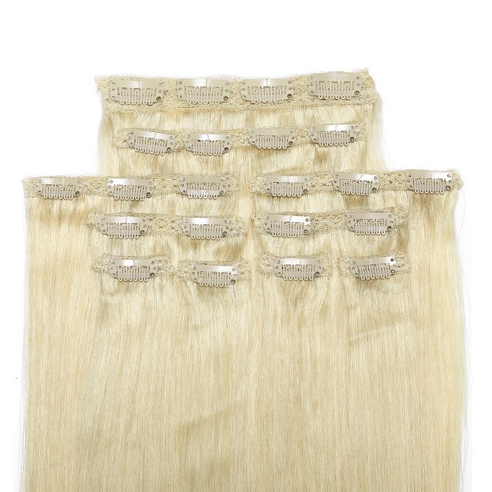 Kriyya Clip In 20 Inch Hair Extensions Platinum Blonde Remy Hair