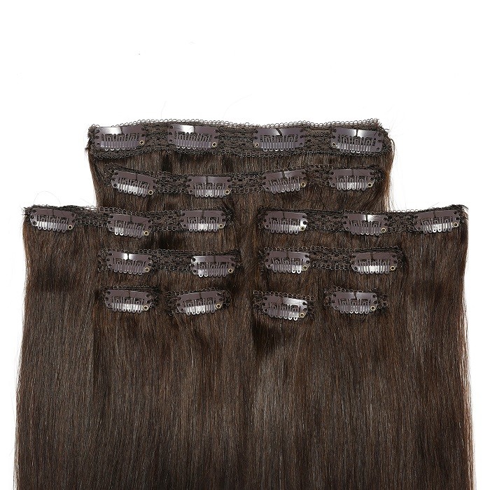 Kriyya Clip In Hair Extensions Chocolate Brown Remy Hair 18 Inch Hair Extensions