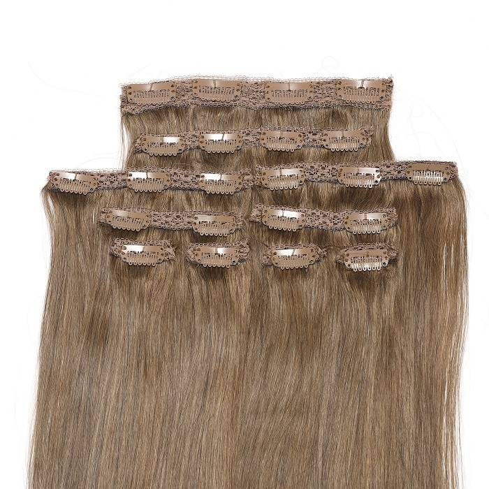 Kriyya Clip Ins Real Hair Extensions Light Golden Brown 100 Human Hair