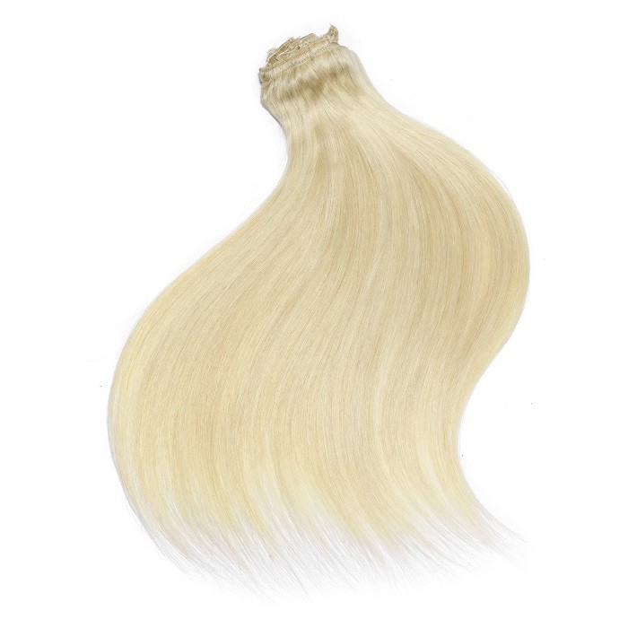 Kriyya Clip In Extensions Platinum Blonde 24 Inch Remy Human Hair