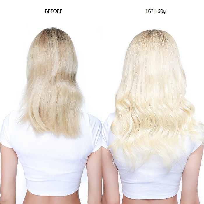 Kriyya Clip In Hair Extensions Platinum Blonde 16 Inch Remy Hair Extensions