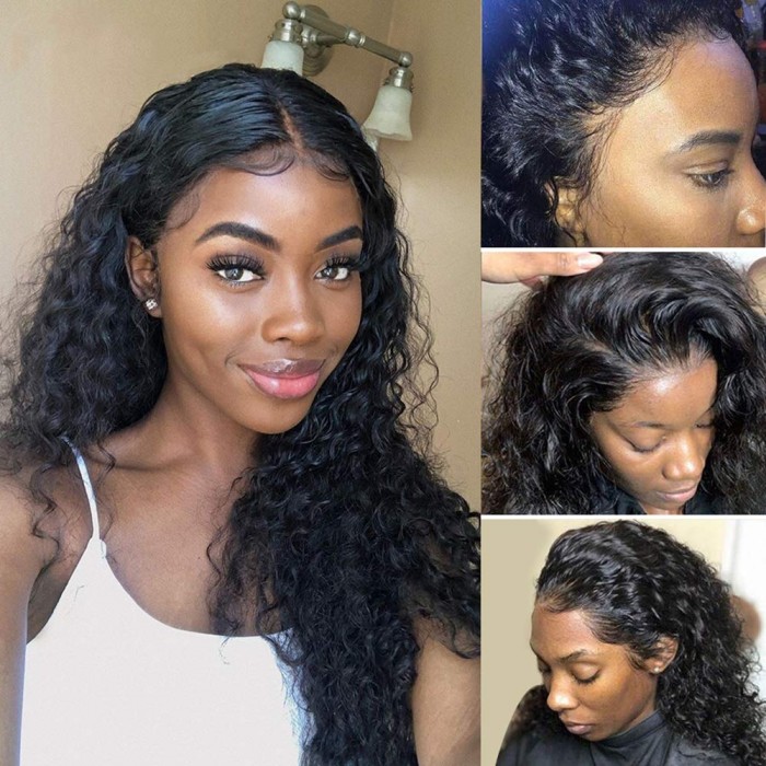 Kriyya Deep Wave Human Hair Wig 13x6  Lace Frontal Human Hair Wig With Baby Hair 150% Density