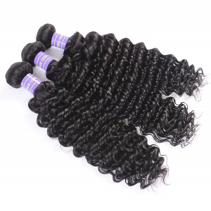 Kriyya Deep Wave Bundles 3 Bundles Brazilian 100% 7 A Human Hair