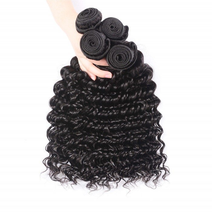 Kriyya Deep Wave Bundles Indian 100% Virgin Human Hair 4 Pcs 7A Human Hair
