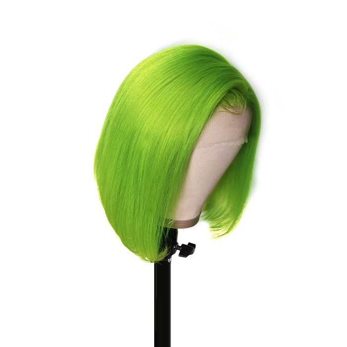 Kriyya Green Bob Lace Front Wigs Blunt Cut 13x4 Straight 150% Density Human Hair Wigs