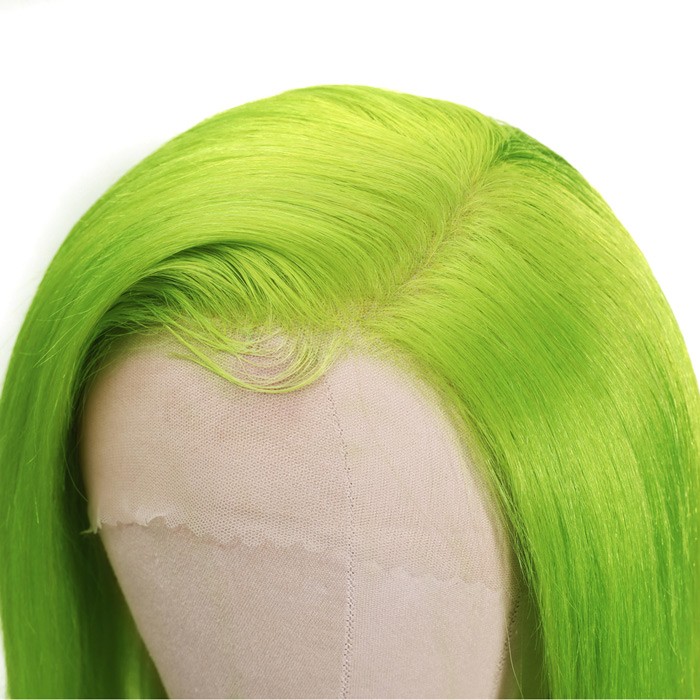 Kriyya Green Bob Lace Front Wigs Blunt Cut 13x4 Straight 150% Density Human Hair Wigs