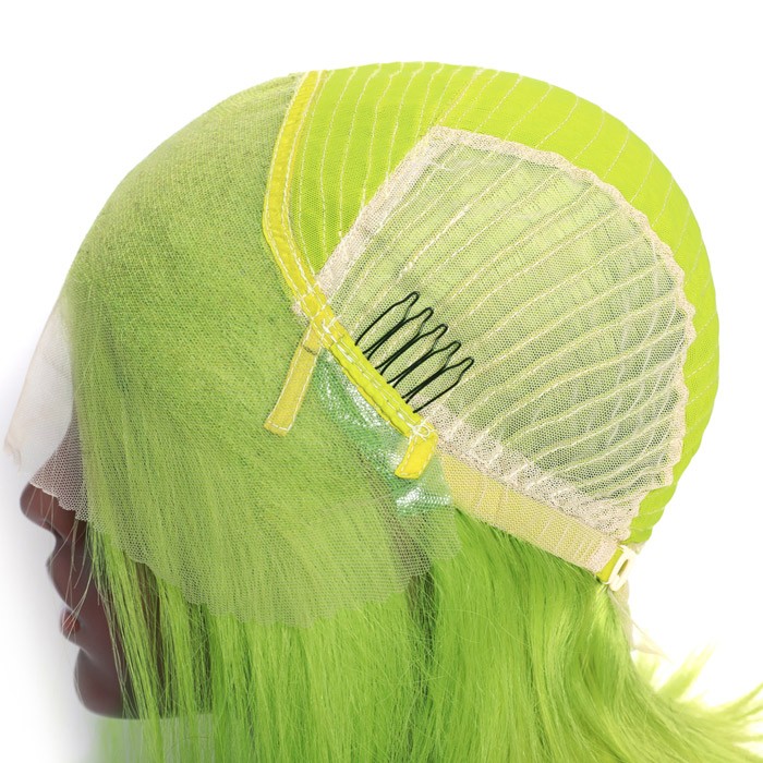 Kriyya Green Bob Lace Front Wigs Blunt Cut 13x4 Straight 150% Density Human Hair Wigs