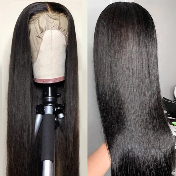 Kriyya Pre Plucked 13x4 Straight Lace Front Wigs 150% Density Human Hair Wig