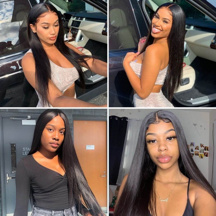 Kriyya Pre Plucked 13x4 Straight Lace Front Wigs 150% Density Human Hair Wig