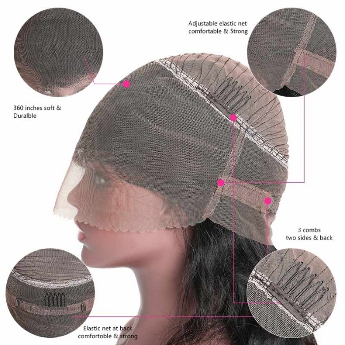 Kriyya Hand Tied 360 Lace Frontal Wig Straight Human Hair Wigs For Women 150% 180% Density