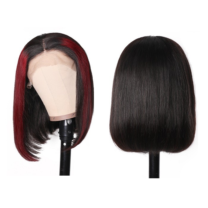 Kriyya Highlight 99J Straight Lace Front Wigs 150% Density Human Hair Lace Front Wigs