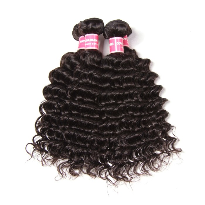 Kriyya Indian Deep Wave Sew In Hair 4 Bundles With 13x4 Lace Frontal Pre Plucked For Women