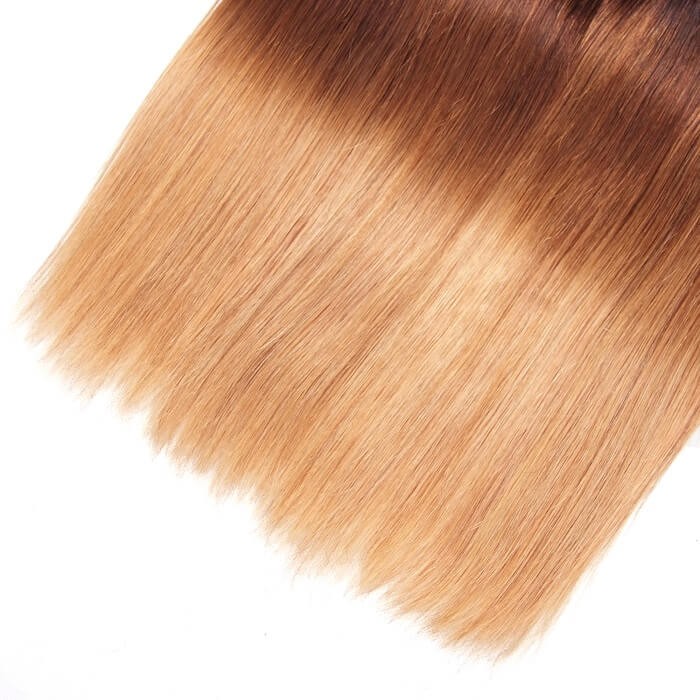 Kriyya Indian Hair T1B/4/27 Ombre 3 Pcs Straight Hair Bundle Deals With 4x4 Lace Closure