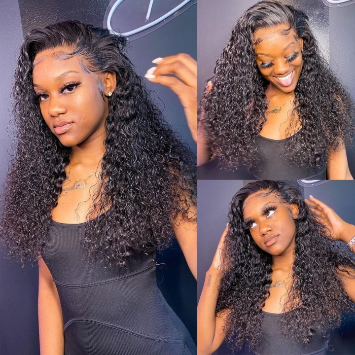 Kriyya 13x6 Lace Frontal Jerry Curly Human Hair Wigs 150% Density