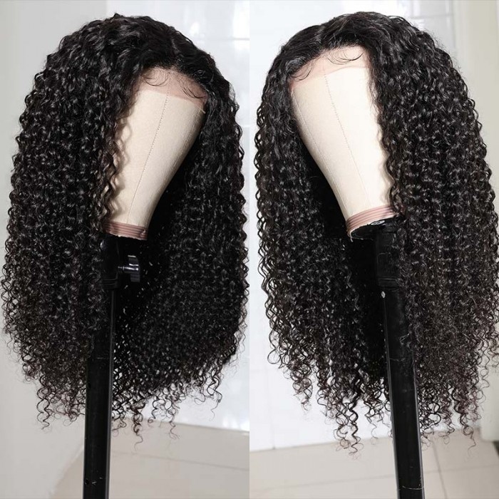 Kriyya 13x4 Curly Lace Front Wigs Virgin Human Hair Wigs Boom 180% Density