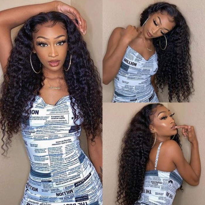 Kriyya Magic Wet and Wavy Jerry Curly V-Part Wigs Glueless Wig 2 in1 Dry Straight Wet Curly For Swimming