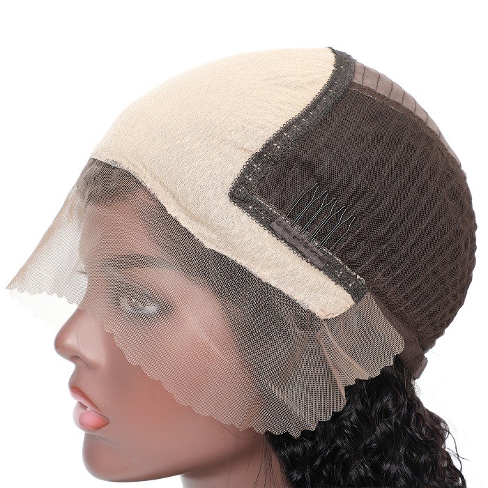 Kriyya Jerry Curly Pre Made Fake Scap Wig 13X6 Lace Frontal 150% Density Human Hair