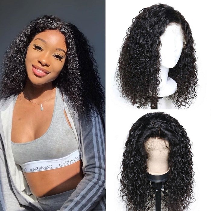 Kriyya Kinky Curly Short Bob Lace Front Wigs 130% 150% Density 13X4 Tranparent Lace Wig