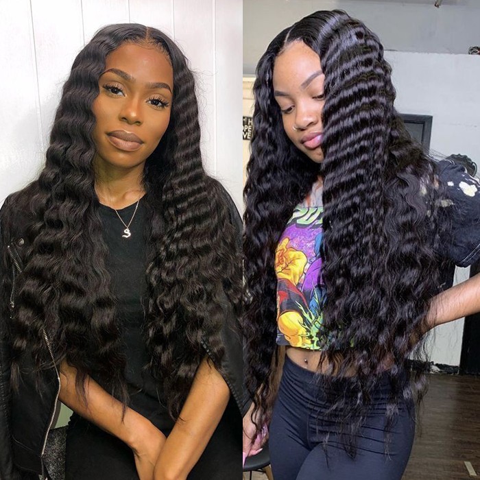 Kriyya Loose Deep Wave Weave 4 Bundle Deals Peruvian Unprocessed Virgin Hair  