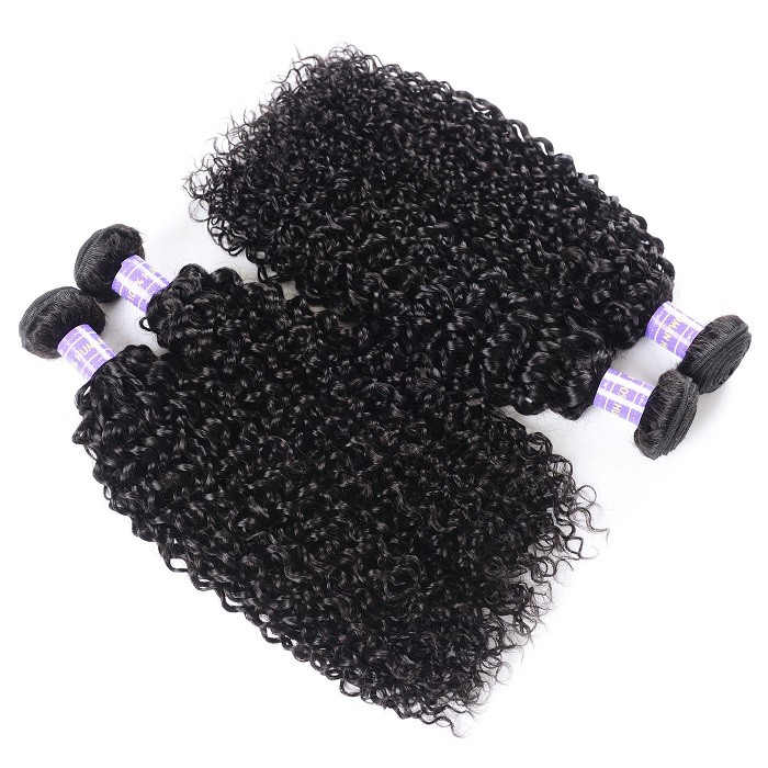 Kriyya Malaysian Jerry Curly Hair 4 Bundle Deals Unprocessed 7A Human Hair Weave 