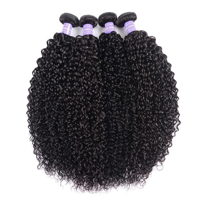 Kriyya Malaysian Jerry Curly Hair 4 Bundle Deals Unprocessed 7A Human Hair Weave 