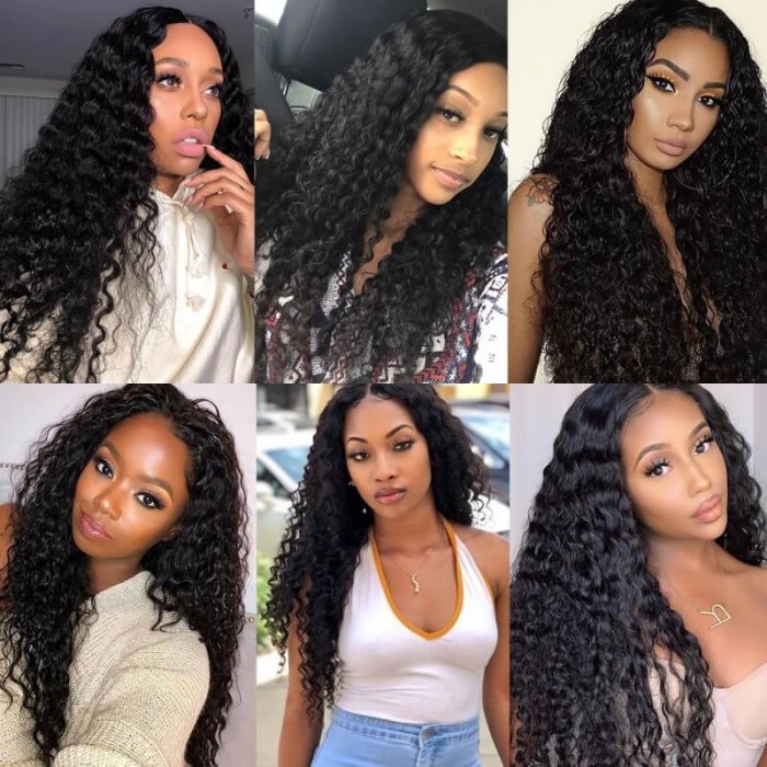 Kriyya Peruvian 100% Human Hair Deep Wave 3 Bundles With Lace Closure 4 X 4 Inch