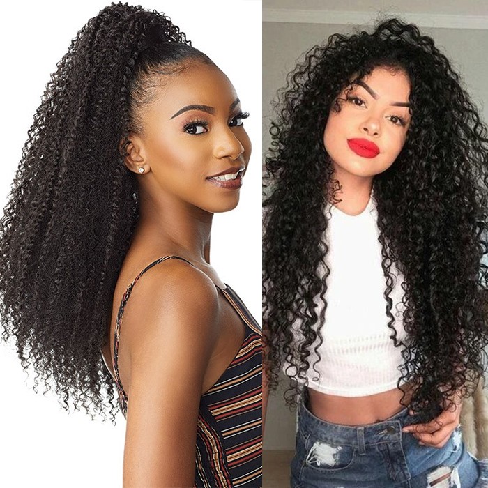 Kriyya Peruvian Kinky Curly 3 Bundle Deals Unprocessed Human Hair Weave