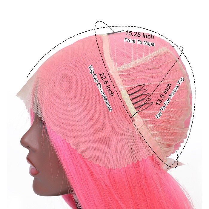 Kriyya Pink Bob Human Hair Wigs 13x4 Straight 180% Density Blunt Cut Lace Front Wigs 