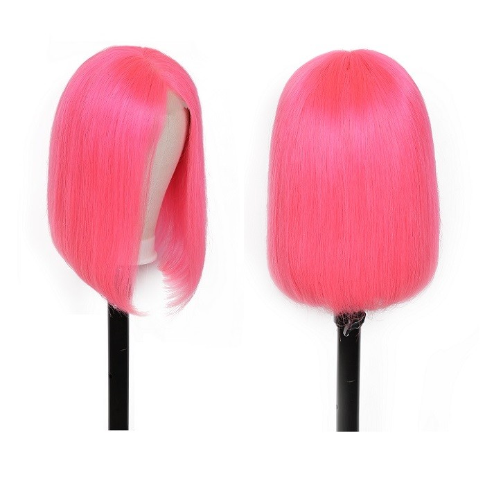 Kriyya Pink Straight  Bob Lace Front Wigs 150% Density Human Hair Wigs