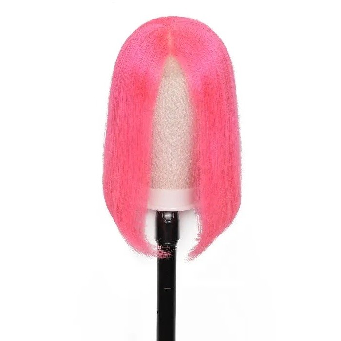 Kriyya Pink Straight  Bob Lace Front Wigs 150% Density Human Hair Wigs