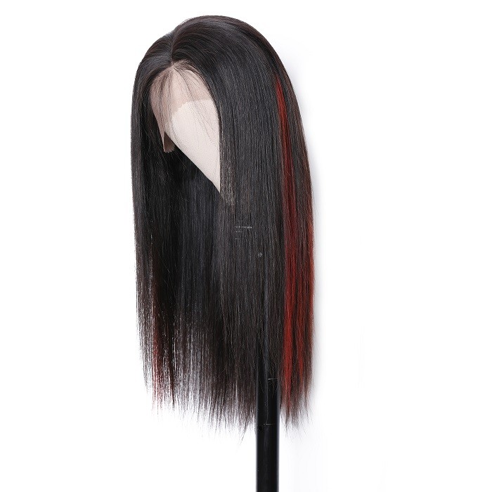 Kriyya Pre-plucked 13x4 Straight Lace Front Wig 150% Density Human Hair Wigs TG530 Highlight Color