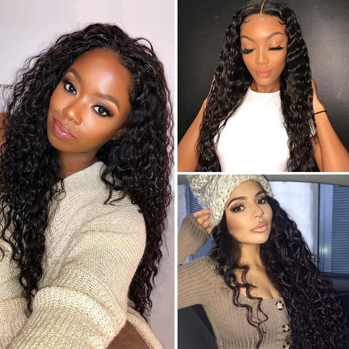 Kriyya Pre-Plucked 360 Lace Wigs Deep Wave Human Hair 180% Density Wig Bleached Knots