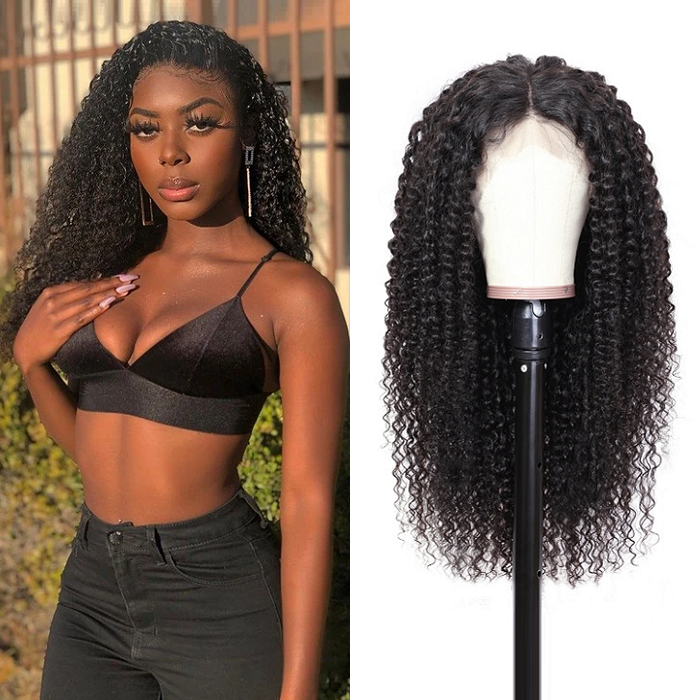 Kriyya Pre Plucked Curly Human Hair Transparent Lace Front Wig 13x4 And 13x6 Lace Wig 180% Density 