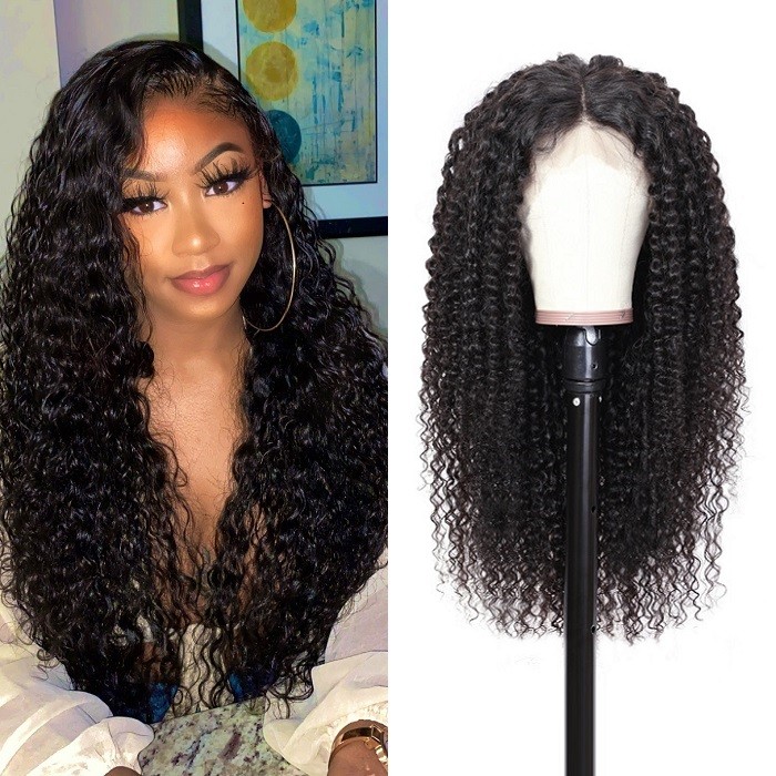 Kriyya Premade Fake Scalp Wig Curly Human Hair 150% Density 13x4 Lace Front Wigs For Black Women 