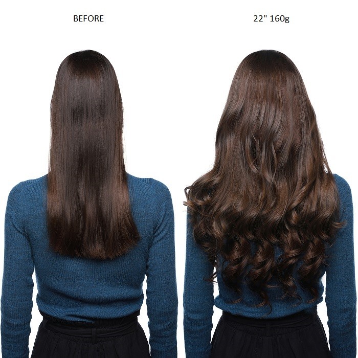 Kriyya 160g Clip In Hair Extensions Chocolate Brown 16-24 Inch Remy Hair Extensions