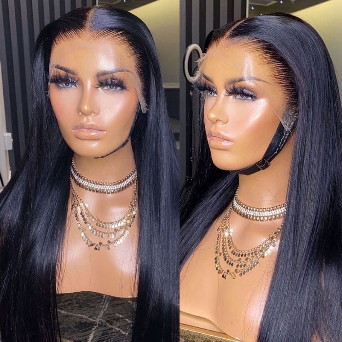 Kriyya 100% Human Hair 13x6 Lace Front Wigs With Baby hair Straight Wave Pre Plucked