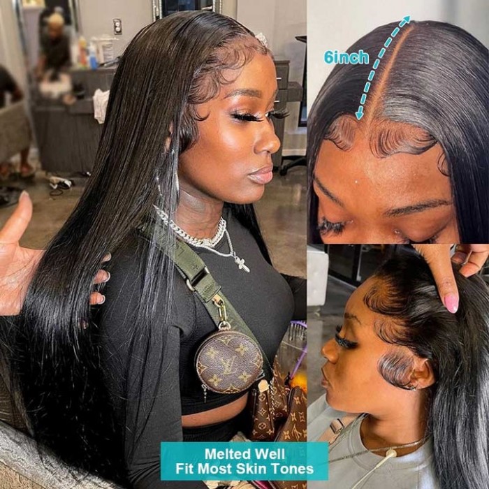 Kriyya 13x6 Lace Front Wigs 180% Density Straight Human Hair Wigs With Baby Hair