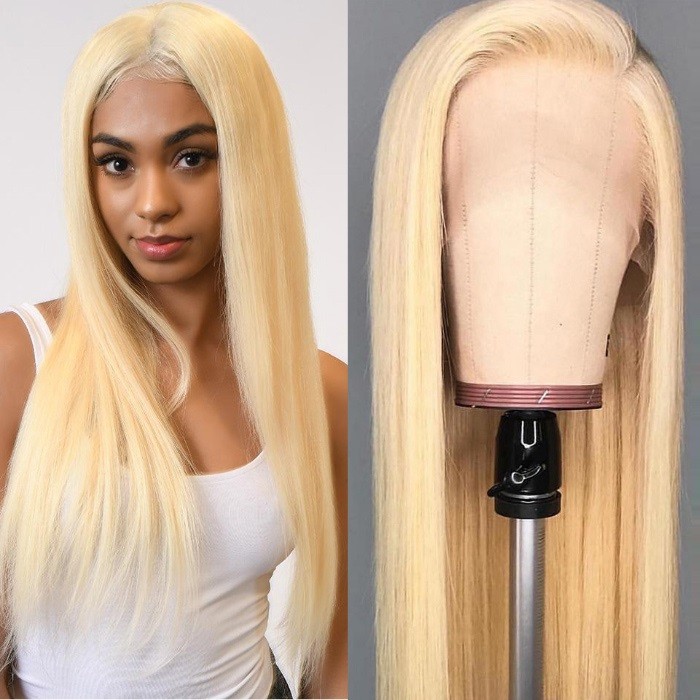 Kriyya Straight 613 Blonde 13x4 Lace Front Wigs Pre-plucked Human Hair Wig 150% Density