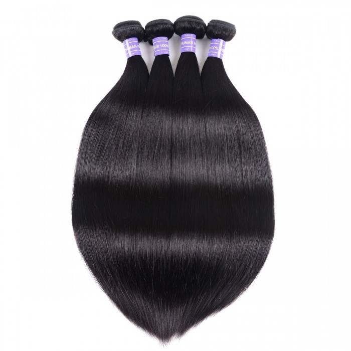 Kriyya 4 Pcs Straight Human Hair Bundles Indian Virgin Remy Hair 7A Hair