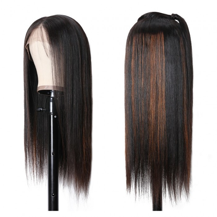 Kriyya TG30 Highlighted Wig 13x4 Straight Lace Front Wigs 150% Density Virgin Human Hair