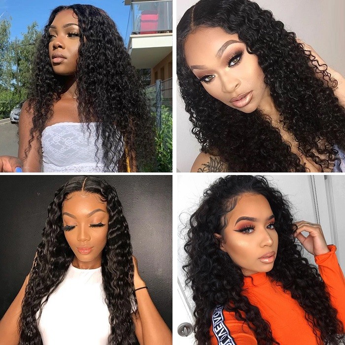 Kriyya Pre-Plucked Deep Wave 360 Lace Frontal Wigs Human Hair 150% Density  Remy Wigs