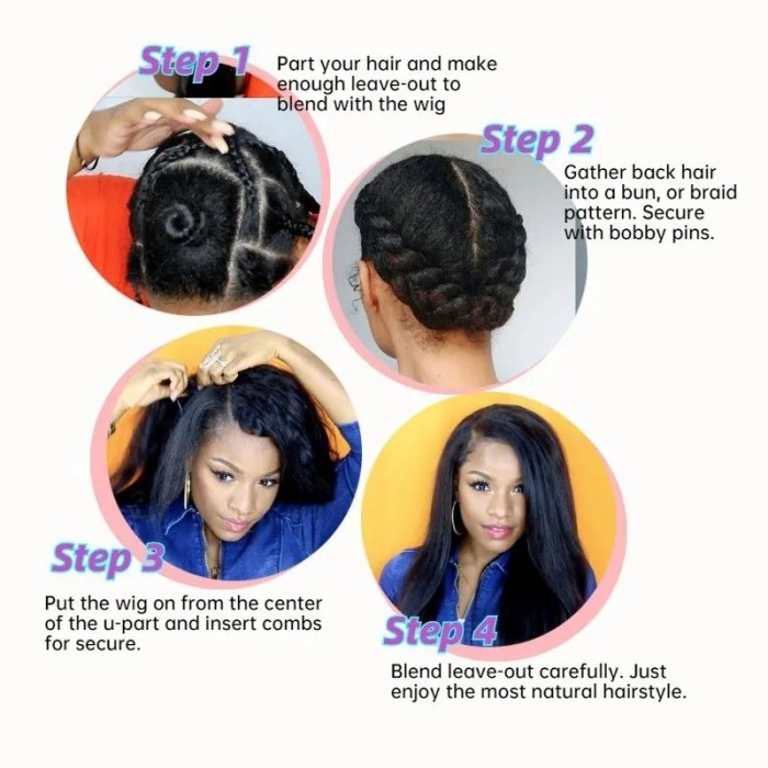 Kriyya Unprocessed Kinky Curly U Part Wig Human Hair 150% Density 2X4 Right U Part Wig