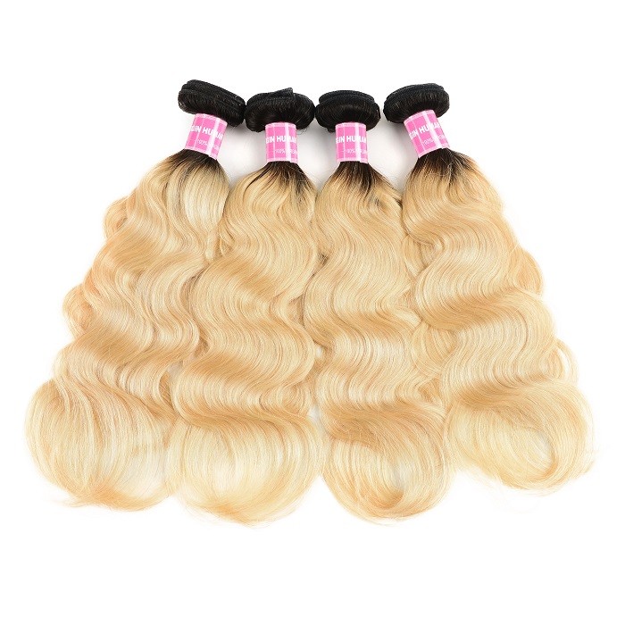 Kriyya Unprocessed Peruvian Virgin Hair 4 Bundles T1B/613 Ombre Blonde Body Wave Weave