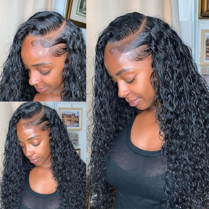 Kriyya Water Wave Lace Front Wigs 13x6 150% Density 100% Virgin Human Hair Wig 