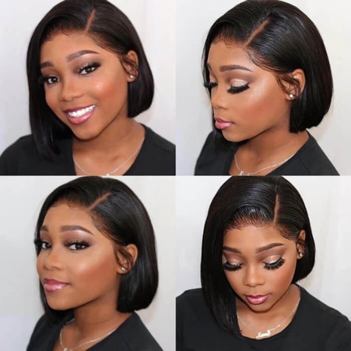 Kriyya Hand Tied 4x4 Lace Closure Straight Bob Wig Natural Hairline 150% Density