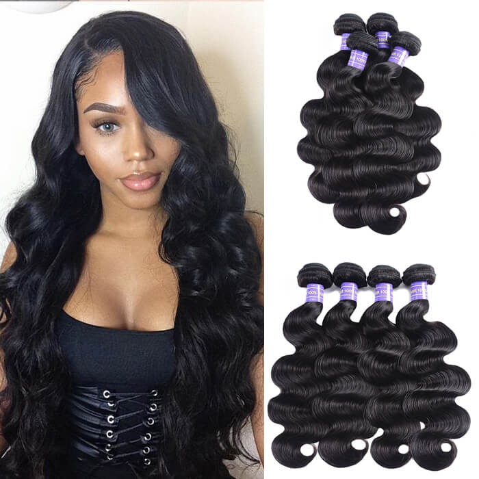 Kriyya Body Wave Peruvian 4 Pcs Hair Bundle Deals 7A Virgin Human Hair 