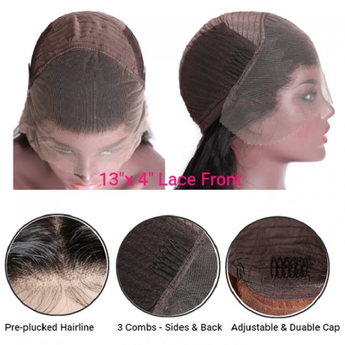 Kriyya 100% Hand tied Straight Lace Front Wig 150% Density Pre Plucked Hairline